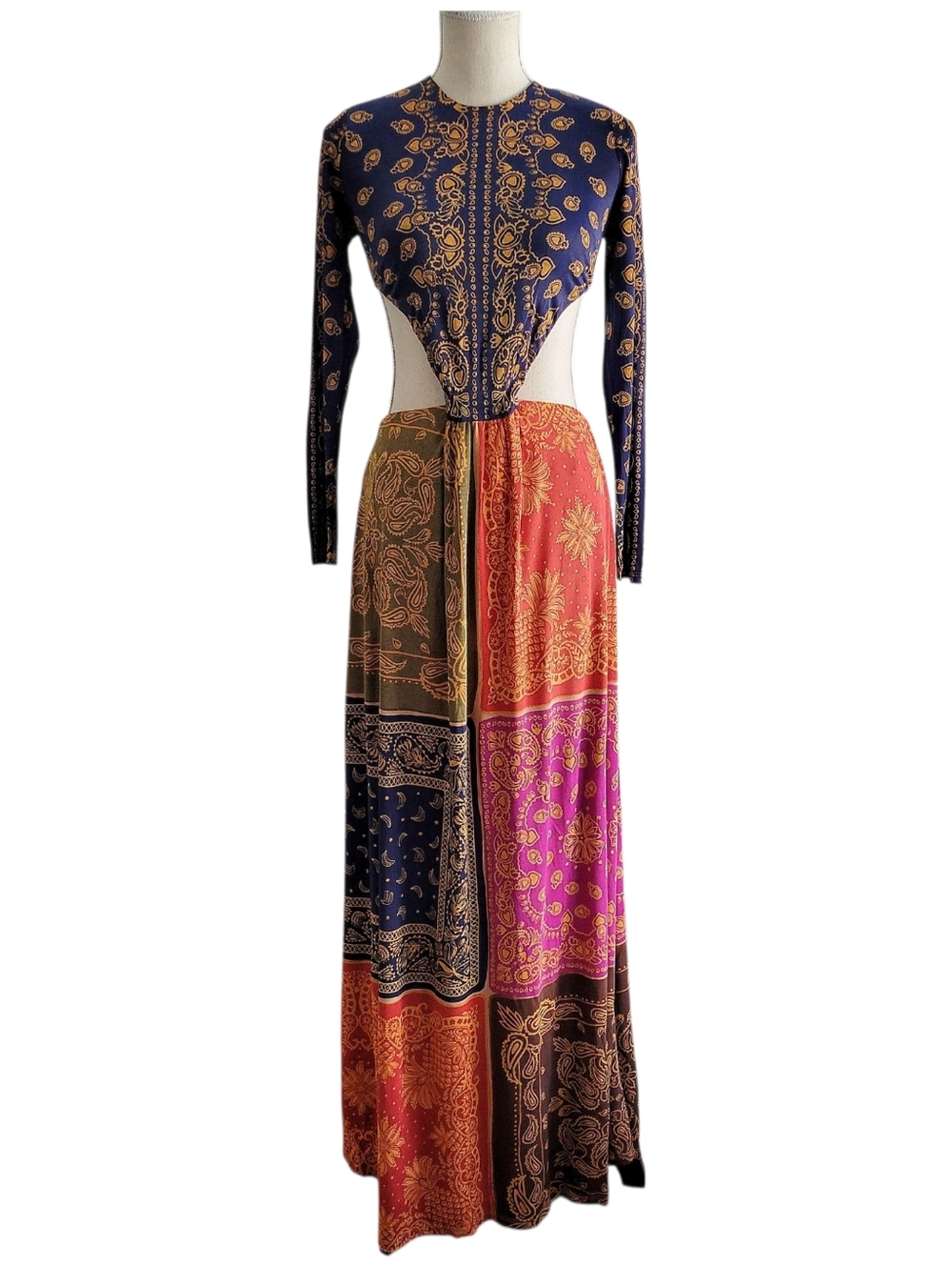 FARM Rio Bandana‎ Dream Cut Out Crop Top Long Paisley Print Maxi Dress